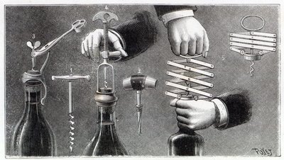 Different types of corkscrew by Louis Poyet